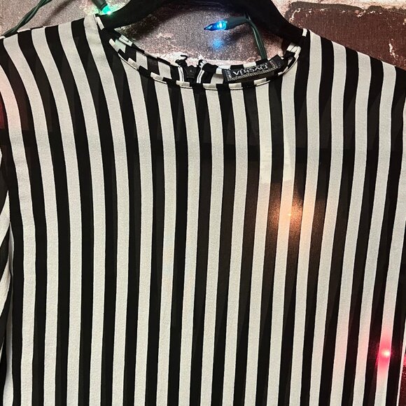 Vintage Gianni Versace Silk Striped Long Sleeve Top - Size 40 - Picture 3 of 13
